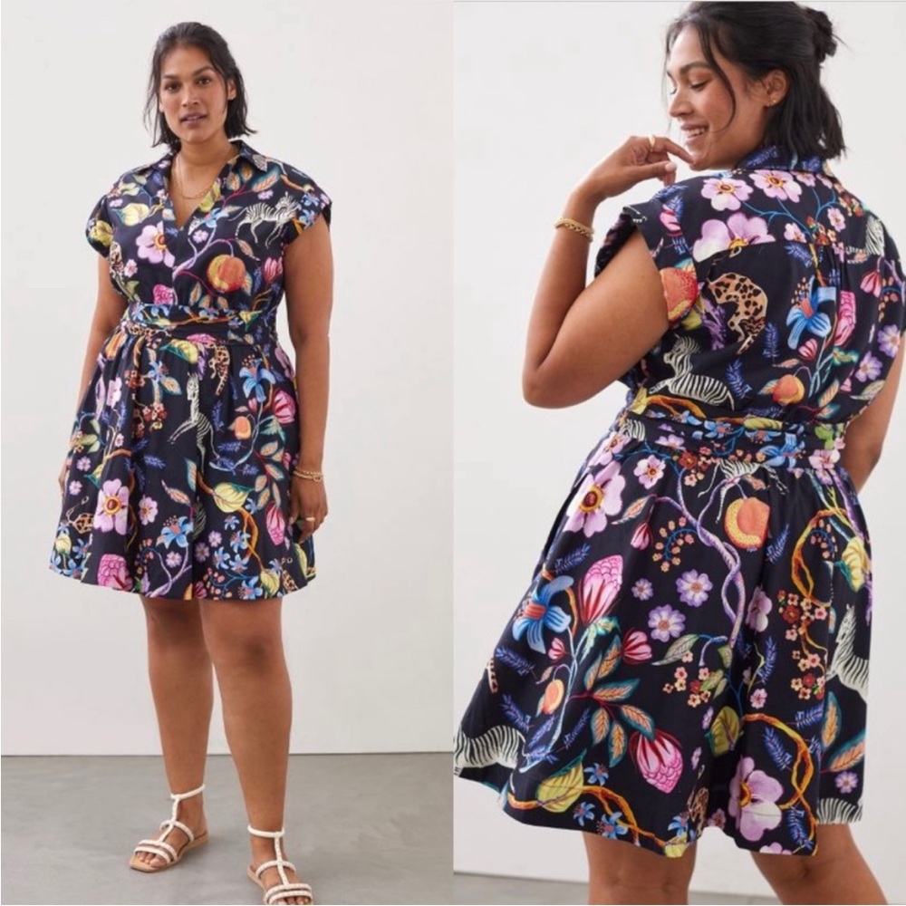 NWT Maeve ANTHROPOLOGIE Floral Zebra Jaguars Animal print  Dress 14